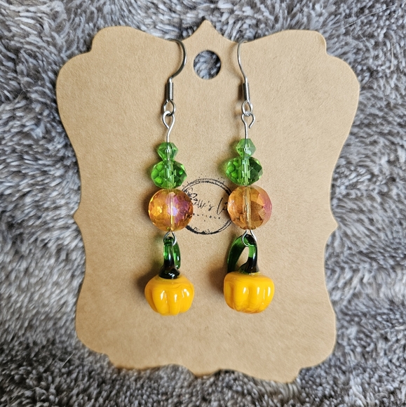 Handmade Pumpkin Earrings - Picture 1 of 1